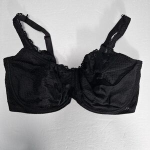 Fit Fully Yours Serena 2761 UW Black Lace J-Hook Side Support Bra 44I MSRP $85